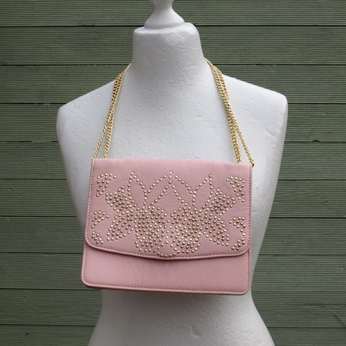 Pink leather goldtone - leather,