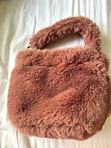 Topshop pink faux - fur, top